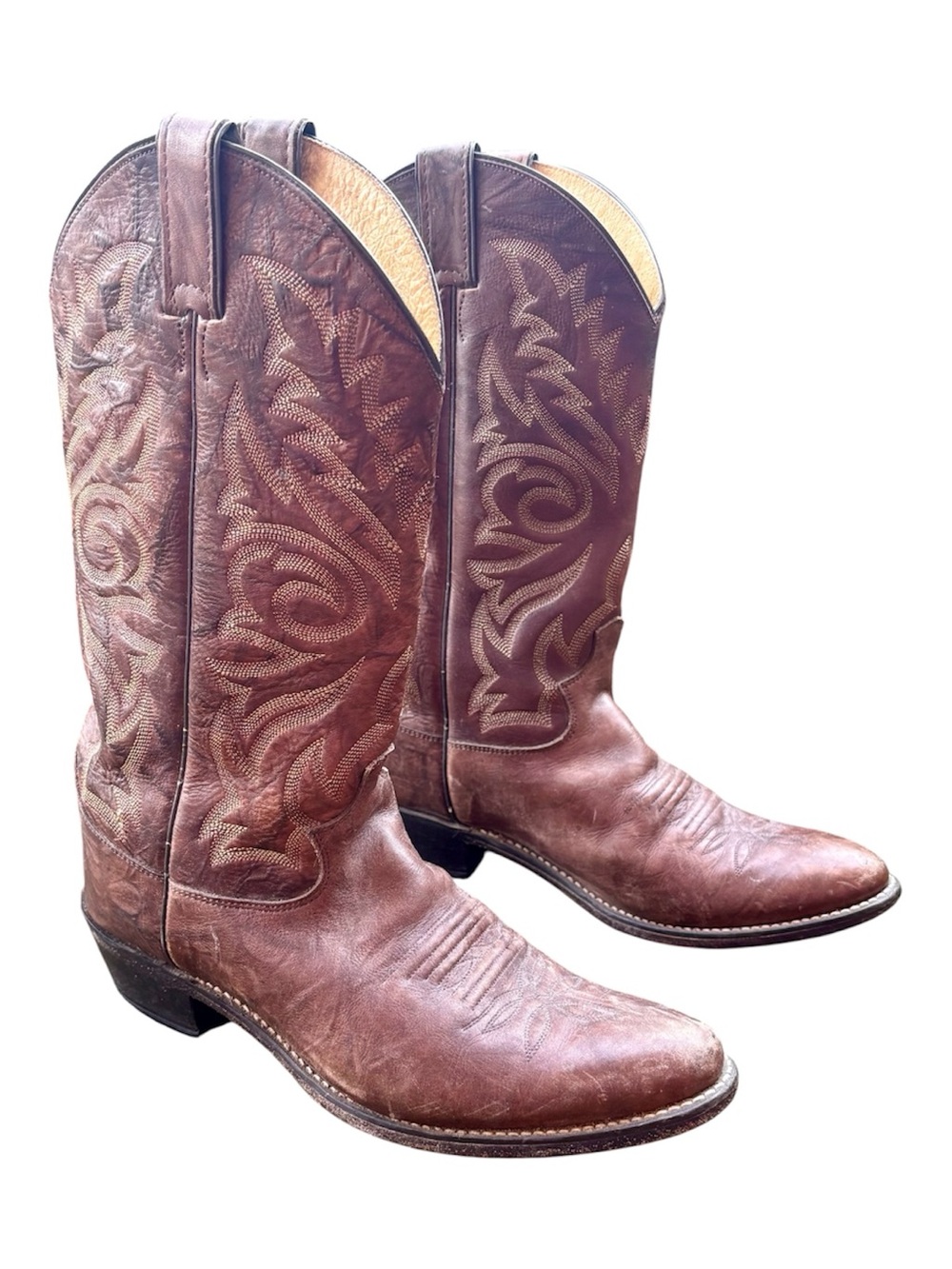 Justin Boots Deerlite 1564 Men's Cowboy Western Boots Size 9 EE Brown Leather